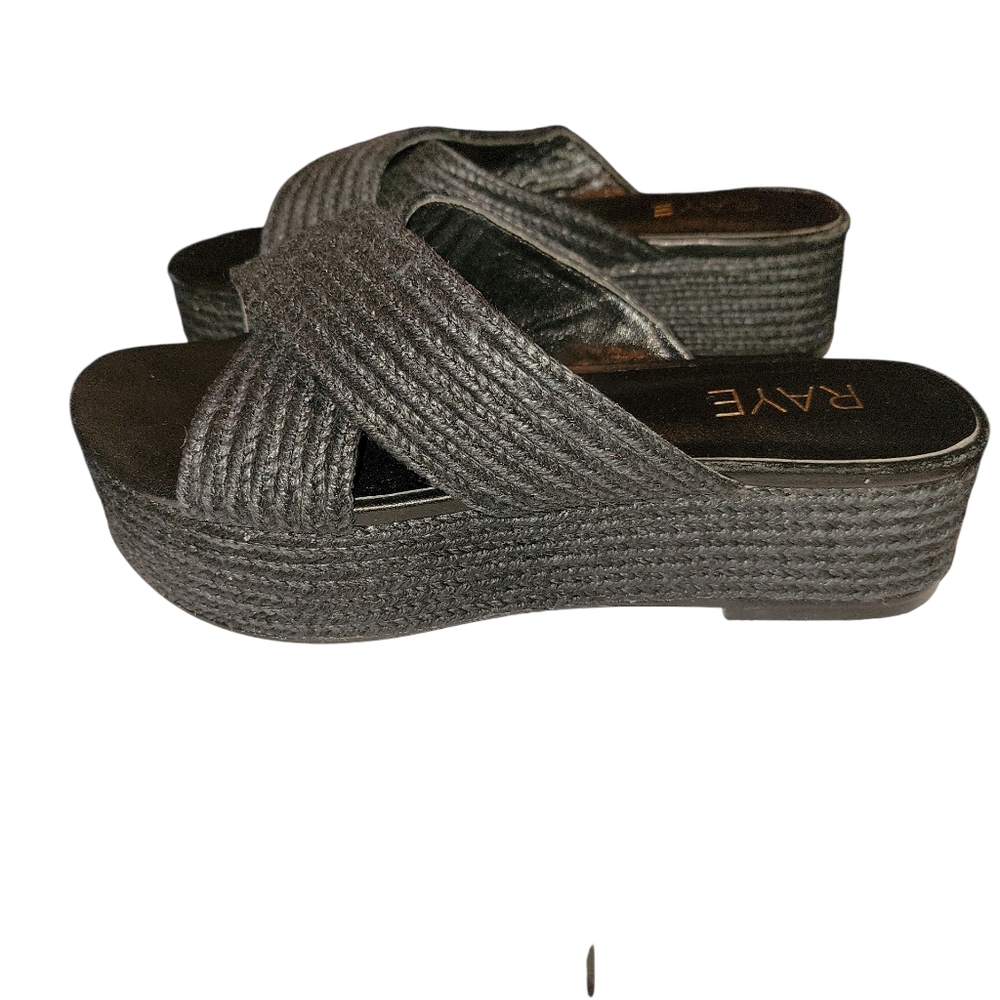 RAYE Black Woven Criss Cross  Platform Sandals SZ 7